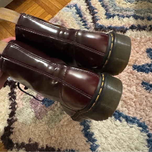 Dr Martens VEGAN 1460 LACE UP BOOTS Cherry Red — Oxford Rub Off Size L 7 - Picture 7 of 13